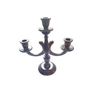 MCM Vintage Danish Wood 3 Arm Candelabra Scandinavian Modern Aesthetic